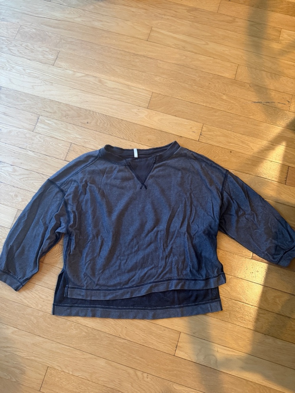 Free People Washed Navy Boxy Pullover